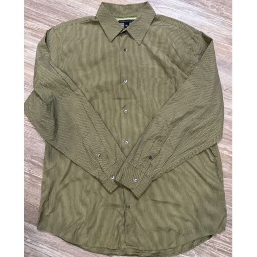 Banana Republic Dress Shirt Mens XL Button Up Yellow/green stripe
